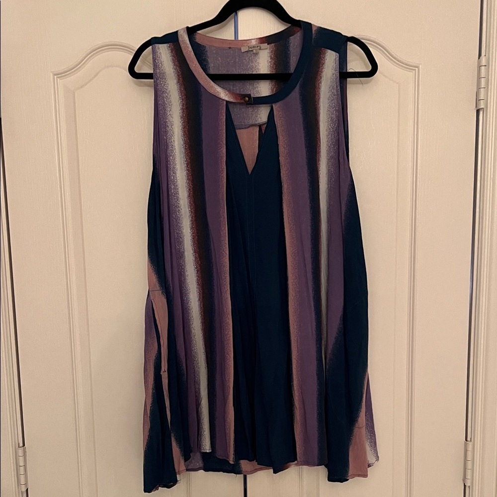 JODIFL Sleeveless Striped Dress - Navy and Pink